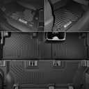OEDRO Floor Mats & Cargo Liner Fit for Jeep Grand Cherokee L 2025-2021 (ONLY for 6 Seat), TPE All Weather Custom Fit 3 Row Floor Liners and Trunk Liner, Black (Without Center Console)