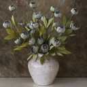 VIERENA 12 Pcs Faux Silk Peony Artificial Flowers for Vase -27", Bulk Fake Peonies Branches with Stems for DIY Bouquet Centerpieces Wedding Fillers Arrangements Shower Decorations (Dark Gray)