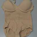 BRABIC Shapewear Bodysuits for Women Tummy Control Shapewear Seamless Deep V-Neck Body Shaper with Built-in Bra (Medium, Beige)
