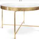 Kate and Laurel Celia Modern Glam Round Metal Coffee Table, 28.25" x 28.25" x 19", White and Gold Leaf, Chic Sophisticated Accent Table