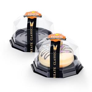 Dualshine 50 Pack Mini Bundt Cake Containers Clear Disposable Plastic Small Cupcake Cheesecake Dessert Boxes with Lids for Individual Chocolate Covered Cookies Strawberry