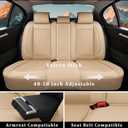 Universal Leather Seat Covers Full Set, Waterproof Seat Cover for Cars 5 Seats, Luxury Leather Car Seat Cushion, Front and Rear Protectors Automotive Seat Covers for Most Cars SUV Pick-up, Beige