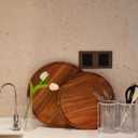 2 x PINXIURY 11.8 Inch Round Wooden Decorative Serving Tray for Coffee Table and Home Decor, Round Wood Tray for Table Centerpiece, Small Candle Tray, Acacia, Appetizer Charcuterie Board