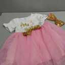 ODASDO Baby Girl Toddler Kids 1st / 2nd / 3rd Birthday Party Dress Short Sleeve Princess Tulle Dress with Headband (3T)