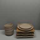 Famiware Milkyway Plates and Bowls Set, 12 Pieces Dinnerware Sets, Dishes Set for 4, Cinnamon Brown