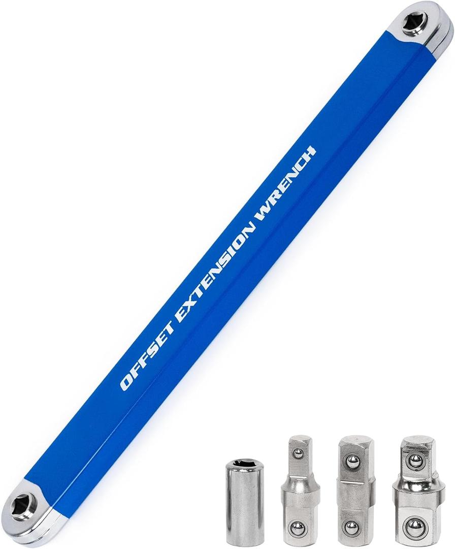 YoShin Ratchet Wrench Extender,Tight Reach Extension Wrench Set with 1/2",1/4" and 3/8" Square Drive Adapters,Universal Offset Extension Wrench for Hard to Reach Areas,Impact Wrench Extension Bar