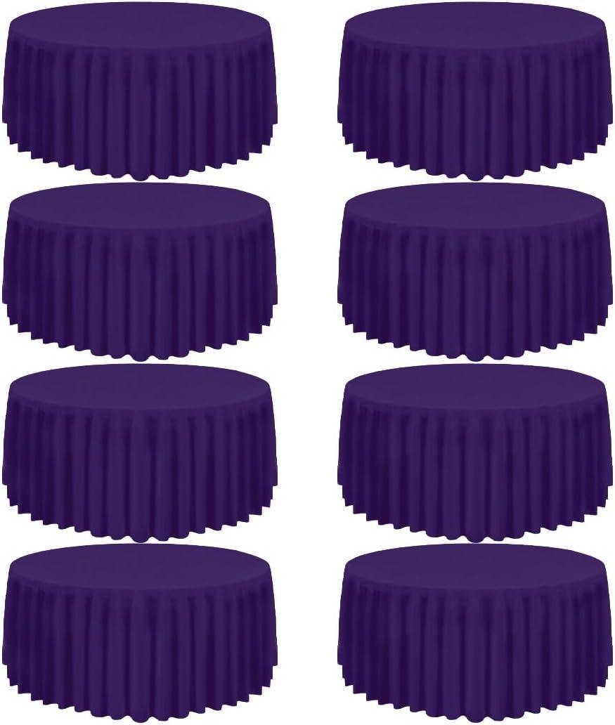 8 Pack Round Tablecloth 120 Inch Cloth Purple Tablecloth for Round Tables, Washable Polyester Table Cloth Stain and Wrinkle Resistant Decorative Table Cover for Wedding Party Dining Banquet