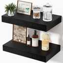 Mifurn Floating Shelves Bathroom for Wall, Bathroom Shelves Over Toilet, Wall Shelves & Book Shelf, Hanging Shelf, Modern Wooden Wall-Mounted Small Floating Shelves, 12x7x1.5 in (Black, Set of 2)