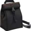 ZM-YOUTOO Insulated Foldable Lunch Bag With Ajustable Strap- Lightweight Portable Lunch Box for Men, Women, Office, Work, Picnic, Hiking and Beach (Black,Hard Fabric)