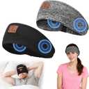 2PACK Sleeping Headphones, Headband Headphones, Bluetooth Headband with Thin Speakers, Wireless Earphones for Sports, Running, Workouts, Yoga, Air Travel, Meditation, Gift - Black&Gray