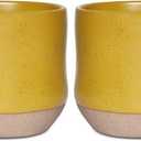 Bosmarlin Large Stoneware Speckled Coffee Mug Set of 2, Big Ceramic Tea Cup, 17 Oz, Dishwasher and Microwave Safe (Yellow, 2)