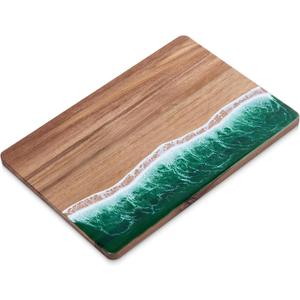Resin Cutting Board,Ocean Charcuterie board,handmade board for Fruit Cheese and meat, Vegetable, Kitchen, Gift (Green Wave)