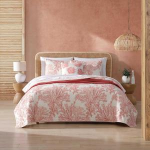 Tommy Bahama - Twin Quilt Set, Reversible Cotton Bedding with Matching Sham, Coral Reef Inspired Bedding Set (Coral Garden, Twin) (Geometric)
