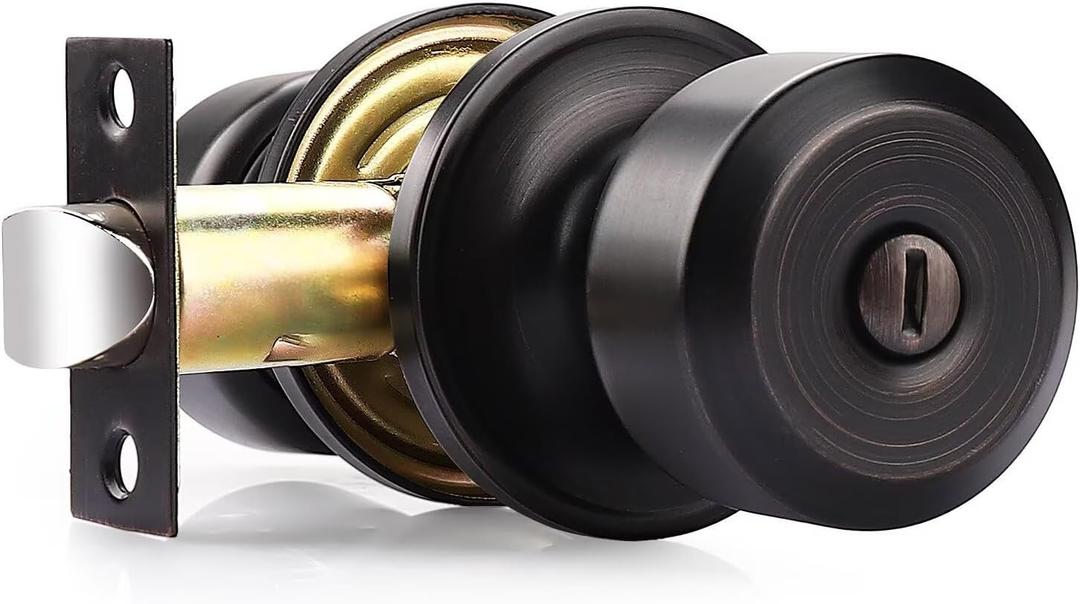 Probrico Oil Rubbed Bronze Door Knob Without Key Privacy Cylindrical Shape Knob Bedroom/Bathroom Door Knobs Interior Keyless Door Knobs 1 Pack