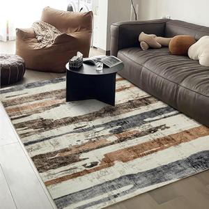 OMERAI Washable Rug 8'x10' Abstract Machine Washable Area Rugs for Living Room Ultra-Thin Non Slip Stain Resistant Modern Large Carpet for Bedroom Dining Room Office (Brown)