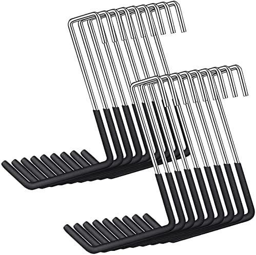18 Pack Heavy Duty Rafter Hooks for Hanging Vinyl Coated Large S Hooks for Hanging Ladder Bike Hangers Garage Storage Organizer Black