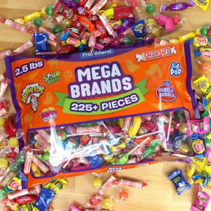Frankford Mega Variety 2.5 Pound Bulk Candy Bag with Warheads, Fruity Chews, Sour Balls, Lollipops, Double Bubble Gum, and Smarties, Over 225 Pieces, NO BBD