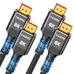 Highwings 8K HDMI 2.1 Cable 2-Pack 10FT, Slim Ultra High Speed HDMI Braided Cord-48Gbps,4K@120Hz 8K@60Hz, HDCP 2.2&2.3, Dynamic HDR,eARC,DTS:X,RTX 3090,Compatible with Roku TV/HDTV/PS5/Blu-ray