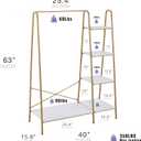 Finnhomy Clothes Rack, Clothing Rack for Hanging Clothes Heavy Duty Garment Rack with 5 Wood Shelves Freestanding Portable Closet Organizer for Bedroom/Entryway/BoutiquesGold