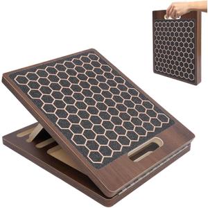 Adjustable Slant Board For Exercise& Calf Stretch Board, Non-Slip Balance Training PlatformHome Gym Equipment Multi-Functional Wooden Stretch Board & Slant Board For Physical Therapy (Bark Brown)