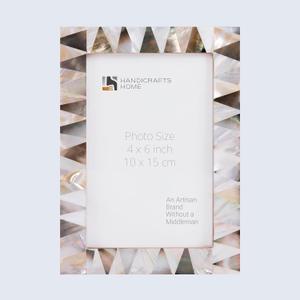 Handicrafts Home 4x6 Picture Frame, Wall & Tabletop Dcor, Handmade Pearlescent Ivory Pattern, Vintage & Elegant Mother of Pearl Picture Frames for Living Room, Office & Home Decor  White & Black