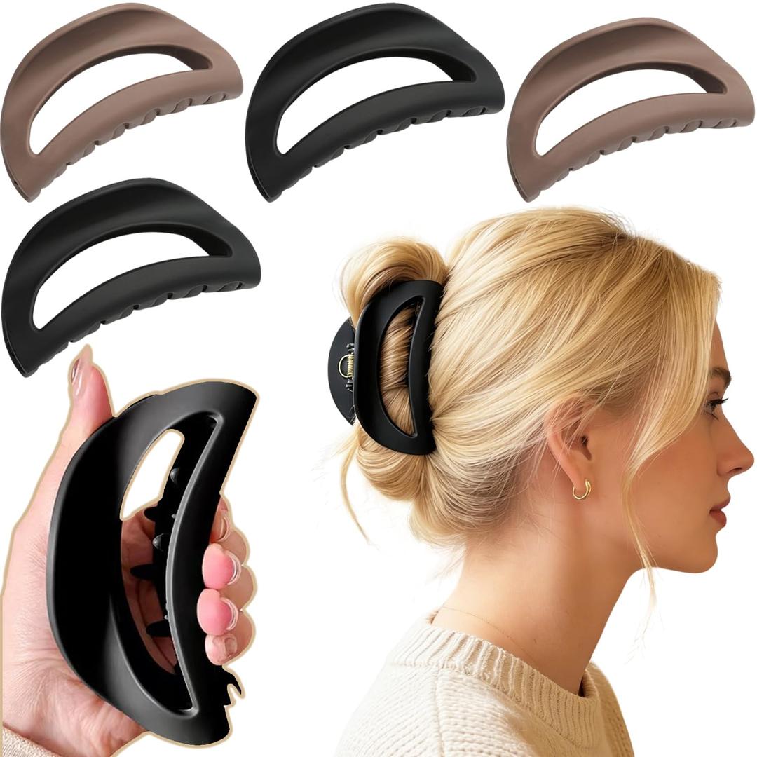 4Pcs Silicone Flexible Hair Claw Clips for Women Soft Bump Proof Design for Large Bendable Cozy Hair Clip For Thin/Thick/Curly Hair Unsnappable Flexible Non-Slip Rectangle,Hair Accessories for Girls