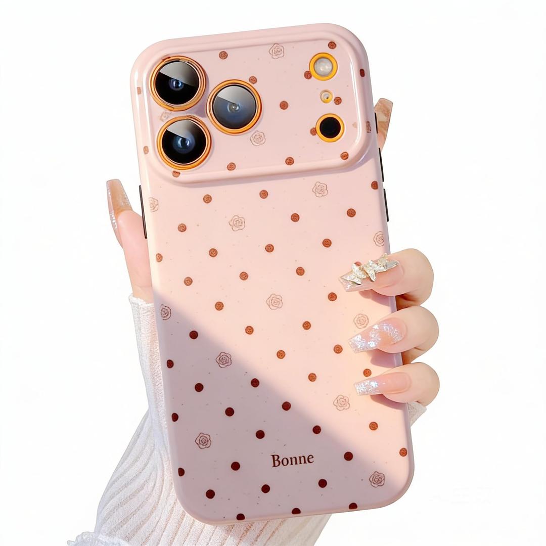 AIYONEYUKI for iPhone 17 Pro Max Case Pink Cute Polka Dot Pattern