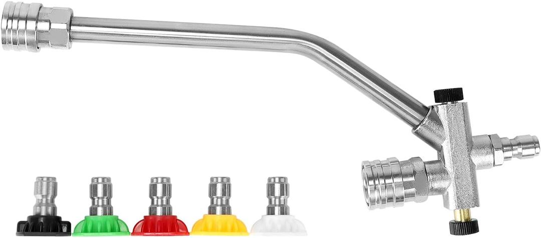 QWORK Foam Cannon Dual-Connector Accessory for Pressure Washer - Includes 5 Nozzles, 1/4" Quick Connecting, Effortless Switching Between Foam Spray & Pressure Washer Tip