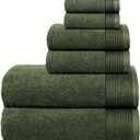 Belizzi Home 100% Cotton Ultra Soft 6 Pack Towel Set, Contains 2 Bath Towels 28x55 inchs, 2 Hand Towels 16x24 inchs & 2 Washcloths 12x12 inchs, Compact Lightweight & Highly Absorbant - Olive Green