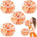4Pcs Upgraded 12inch Metallic Cheerleading Pom Poms, HOLENGS Cheerleader Pompoms Cheer Poms for Kids Adults, Cheering Squad Pompoms for School Sports Games Dance Party (Orange and White)