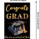 Congrats Grad Garden Flag Graduation Cap Vertical Burlap Double Sided 12.5 x 18 Inch Celebrate for Graduation Schoolyard Farmhouse Outdoor Lawn Party Decor Gift