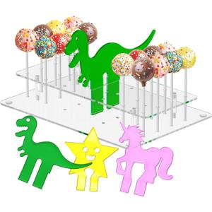 2 x X-Protector Cakepop Stand - Unique Cake Pop Holder with 3 Figures - Clear Cakepop Stand Display for 24 Cake Pops - Premium Lollipop Holder - Acrylic Cake Pop Holder Stand - Ideal Candy Holder!