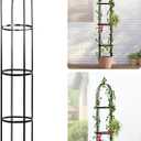 Idzo 100% Metal Obelisk Trellis for Climbing Plants Outdoor 6ft - 72in, Heavy Duty Black Garden Trellis for Climbing Vine with Stone-Look Finish, 1pc