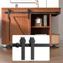 SMARTSTANDARD 4FT Super Mini Cabinet Sliding Barn Door Hardware Kit -Smoothly and Quietly -for TV Stand, Closet, Window -Fit 24" Wide Door Panel -J Shape Hanger (NO Cabinet)