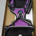 PHOEPET Reflective Dog Harness Large Breed Adjustable No Pull Vest with Handle 2 Metal Rings 3 Buckles [Easy to Put on & Take Off](L, Purple)