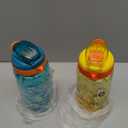 Kids Water Bottle for School or Travel, 20 Oz 2 Pack Durable Plastic Water Bottle with Silicone Straw and Pop-Up Spout Cover, BPA Free & Dishwasher Safe(Excavator & Dinosaur)