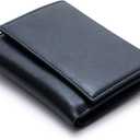 Alldaily Trifold Small RFID Blocking Wallet Slim Credit Card Wallet with with Zipper Pocket (Black)