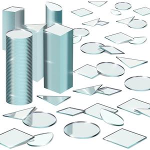 Sintuff 500 Pcs Mirror Pieces for Crafts Mirror Glass Mosaic Tile Mini Round Square Teardrop Triangle Rhombus Small Mirror Pieces Bulk for DIY Home Wall Door Decorations, 5 Shapes