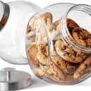 KooK Cookie Jar, Penny Jars, Candy Jar, with Lids, Candy Dish, Large Storage for Candy, Cookies and Snacks, Clear, Metal Lids, Dishwasher Safe, 74 oz, Set of 2
