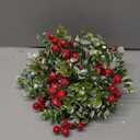 WILLBOND 8 Pieces 9.5" Mini Christmas Wreaths for Kitchen Cabinet Small Christmas Candle Rings Red Berries Wreath Pillar Candle Rings Xmas Hanging Garlands for Front Door Fireplace Window Decor