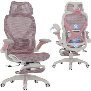 ELABEST X100 Ergonomic Mesh Office Chair with Footrest, Big and Tall Hone Desk Chair with 5D Flip-Up Arms, Adjustable 3D Lumbar Support,Gaming & Executive Computer Chairs, 24 inches x 26 inches x 41 inches