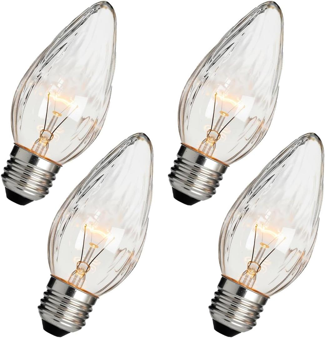 40W F15 Incandescent Light Bulbs, 4-Pack, Daylight White 5000K, Dimmable, E26 Medium Base, Vintage Wrinkle Glass, Rough Service & Shatter-Resistant