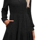 MixShe Women's Fall Dresses 2025 Square Neck Long Sleeve Winter Dress (Medium, Black)