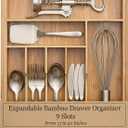 Liviys Cutlery Drawer Organizer for Kitchen Utensils, 13-20 Inches Expandable Bamboo Utensil Tray, Large Wooden Silverware Organizer Insert for Kitchen Drawers