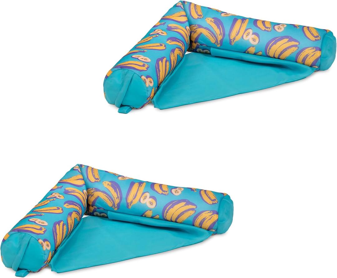 Big Joe Noodle Sling 2 Pack No Inflation Needed Pool Seat with Armrests, Banana Pop Double Sided Mesh, 3 Feet