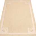 UPSKY Large Cat Litter Mat Trapper 35"x23" Traps Litters from Box and Paws Scatter Control for Folding Trapping Mat Soft for Floor on Sensitive Kitty Paws Easy to Clean (Beige)
