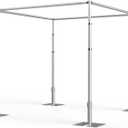 Square Pipe and Drape Backdrop Stand, 12ft Heavy Duty Adjustable Background Frame with Metal Base, Back Drop Holder for Parties Photography Wedding Photoshoot Decoration (Silver)