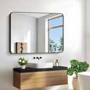 BONEWEI 30x40 inch Bathroom Mirror,Black Rectangle Mirror,Wall Mounted Bathroom Frame Vanity Mirror with Round Corner for Bedroom Living Room, Entryway Hangs Horizontal or Vertical