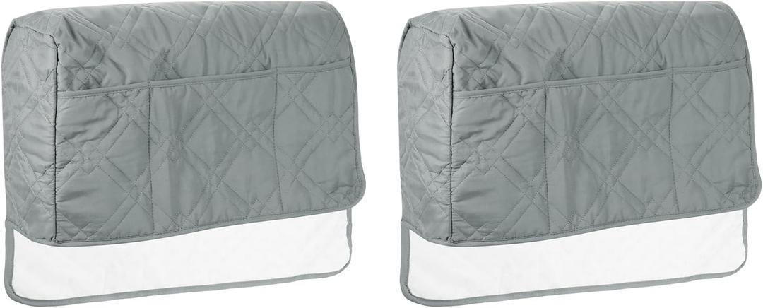 uxcell 2 Pack Sofa Armrest Organizer Non-Slip Armchair Caddy Waterproof Couch Armrest Cover with Side Pocket for Magazines TV Remote, Light Grey