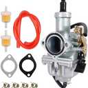 PZ30 Carburetor for 125cc 150cc 200cc 250cc 300cc ATV Dirt Bike Go Kart, 30mm Cable Choke Carb with Fuel Filter and Red Fuel Line and Gasket